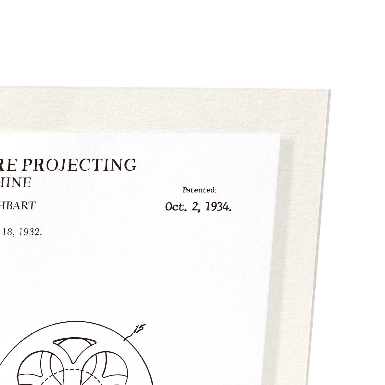 PATENT OF MOTION PICTURE PROJECTING MACHINE (1934)