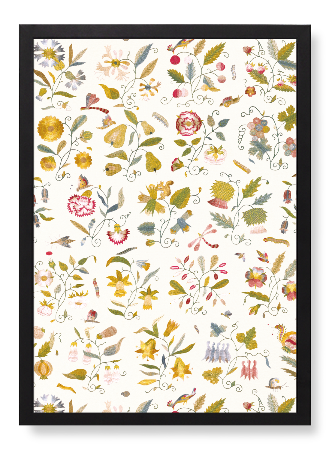 TUDOR EMBROIDERY OF NATURE ON WHITE (17TH C.)