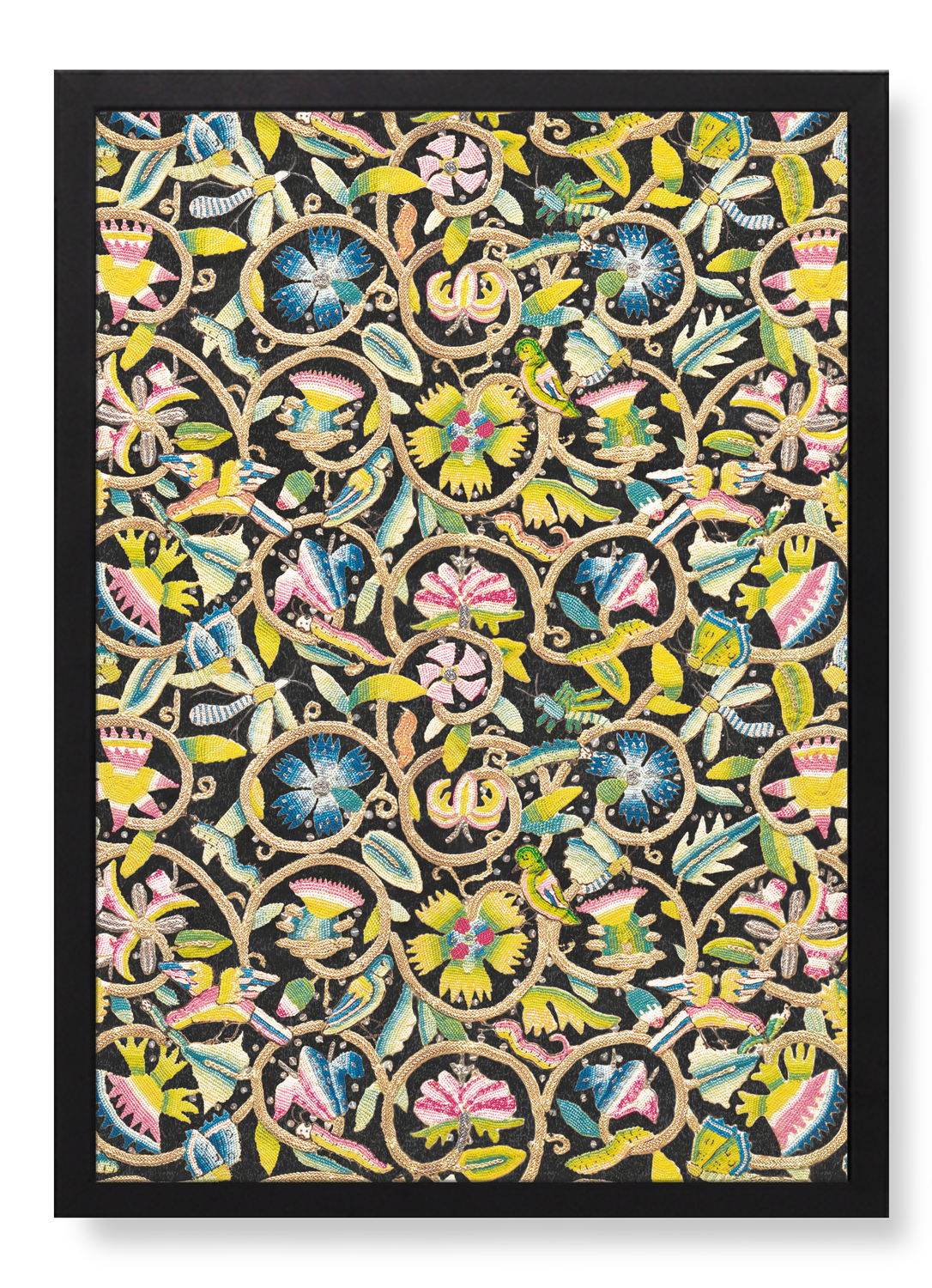 TUDOR COIF EMBROIDERY ON BLACK (17TH C.)