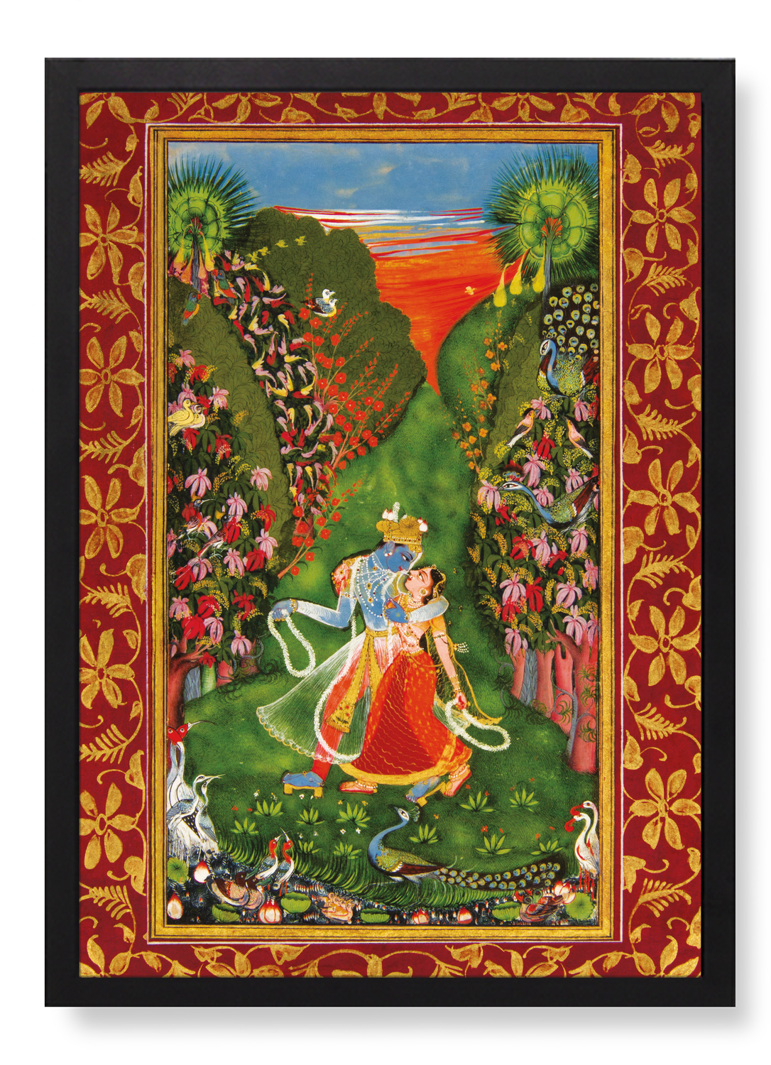 RADHA AND KRISHNA IN A FLOWERING GROVE (1720)