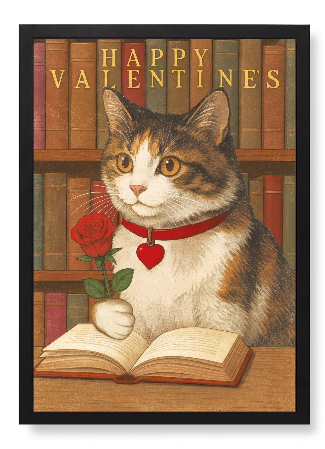 HAPPY VALENTINE'S READING CAT