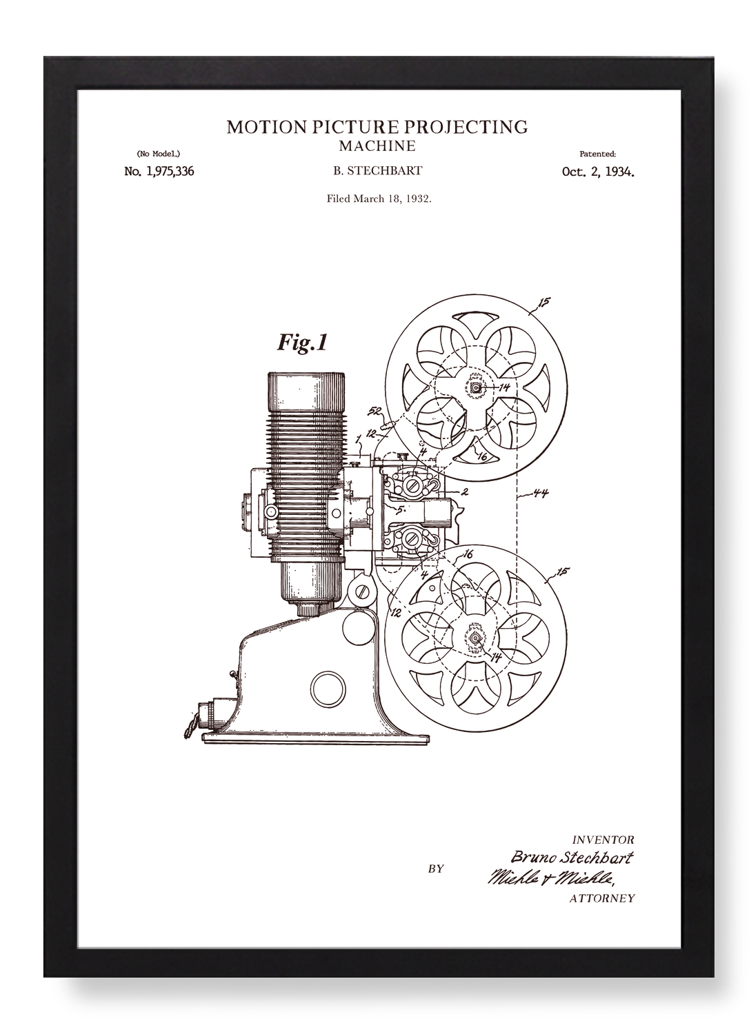 PATENT OF MOTION PICTURE PROJECTING MACHINE (1934)