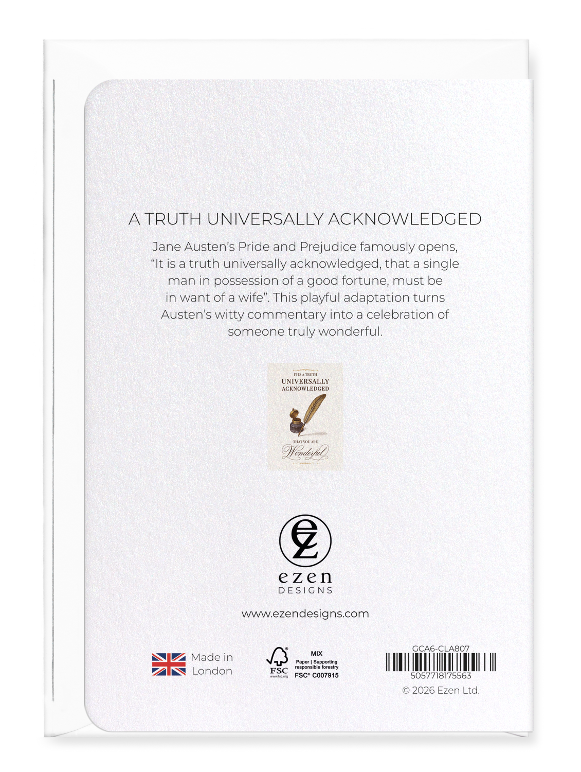 Ezen - A Truth Universally Acknowledged - Greeting Card - Back