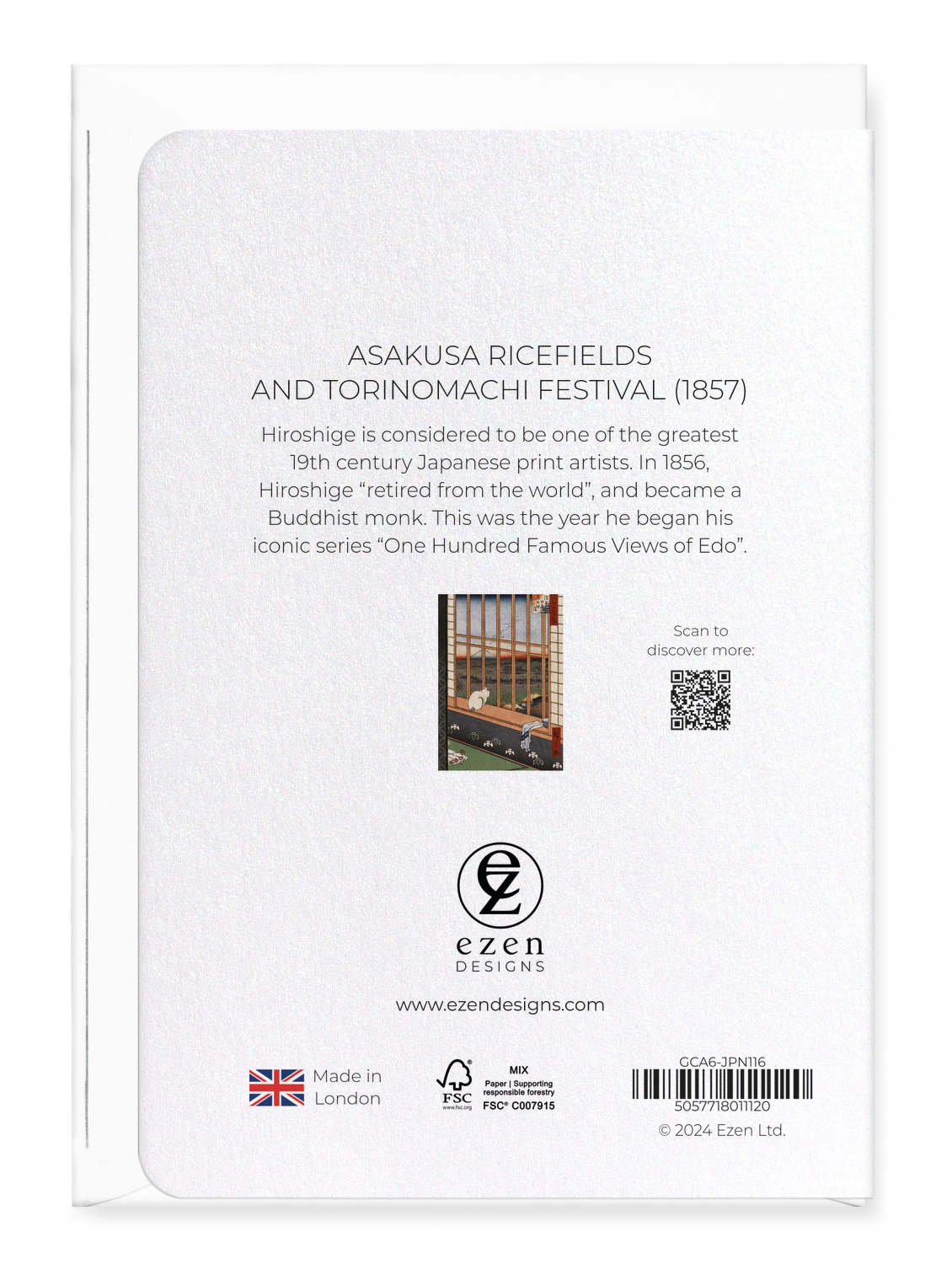 Ezen - Asakusa Ricefields and Torinomachi Festival (1857) - Greeting Card - Back