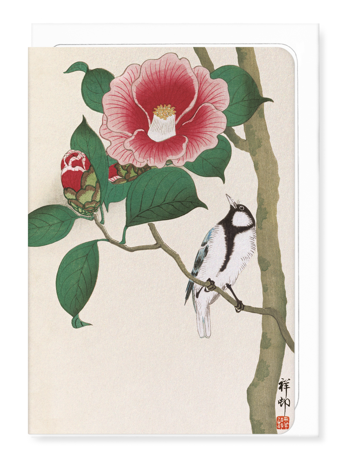 Ezen - Bird and Camellia in Bloom - Greeting Card - Front