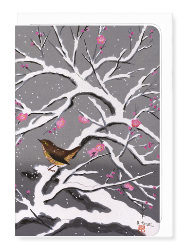 Ezen - Bird on Snowy plum blossoms - Greeting Card - Front