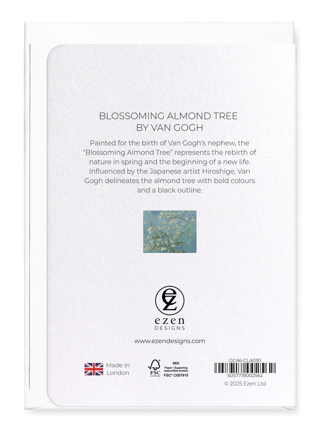 Ezen - Blossoming almond tree by Van Gogh - Greeting Card - Back