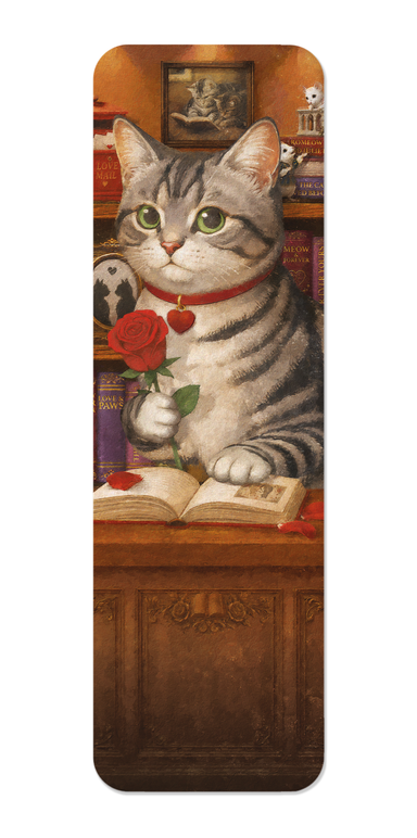 Ezen - Book Reading Romantic Classic Cat - Bookmark - Front