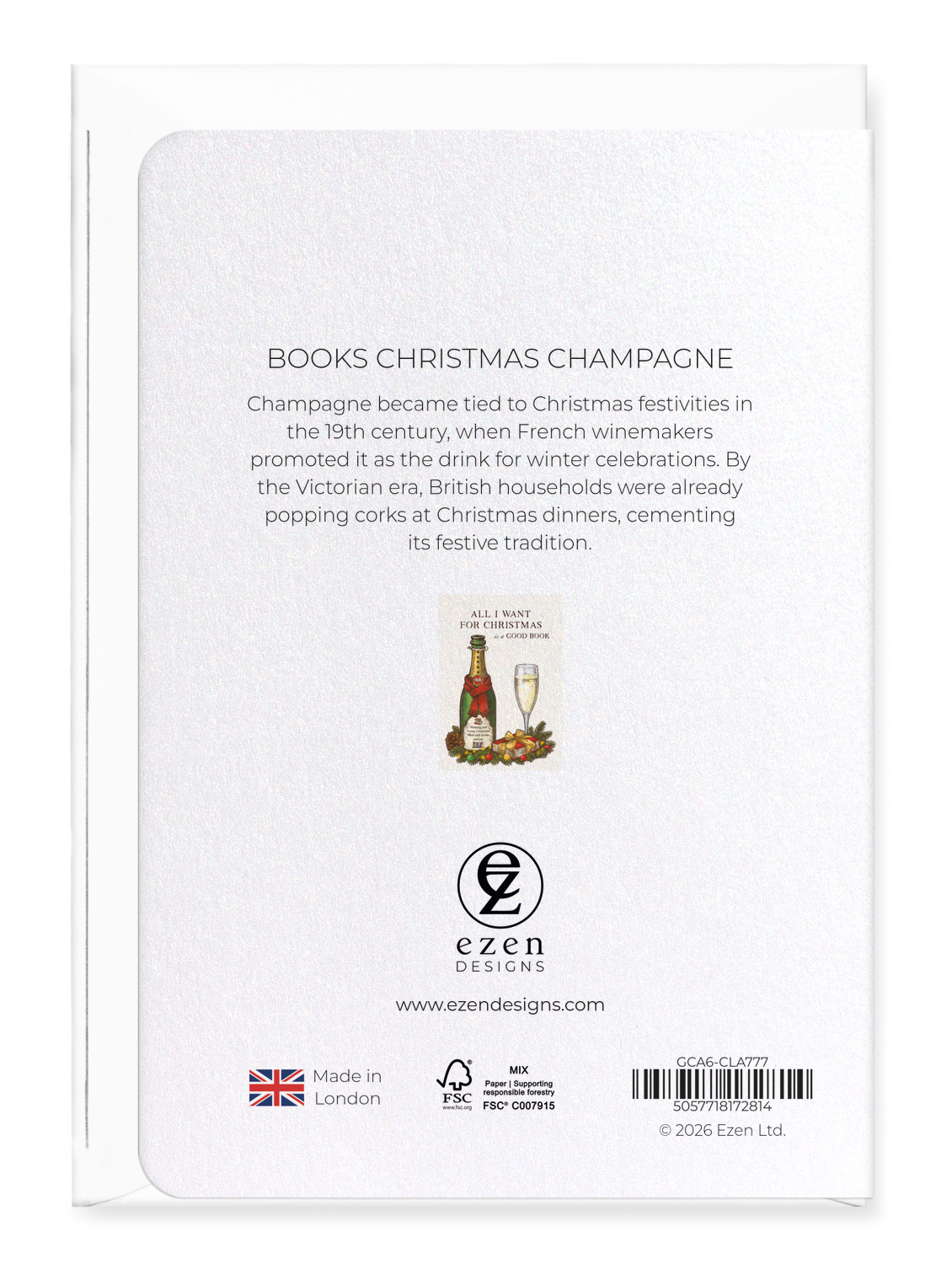 Ezen - Books Christmas Champagne - Greeting Card - Back