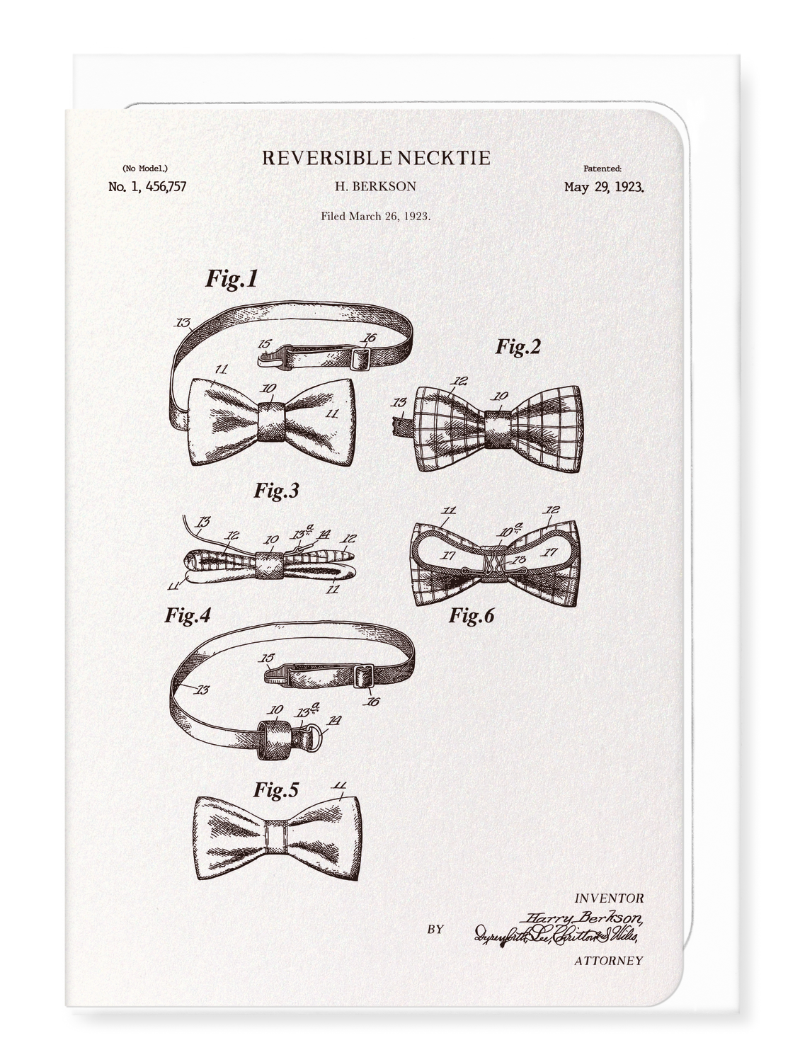 Ezen - BREVET DE NŒUD PAPILLON RÉVERSIBLE (1923) - Greeting Card - Front