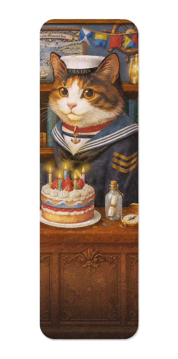Ezen - British Sailor Birthday Classic Cat - Bookmark - Front