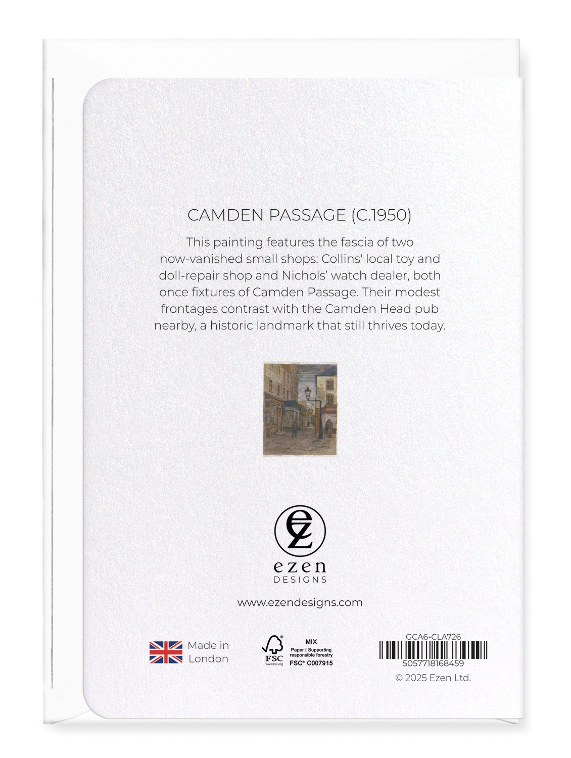 Ezen - Camden Passage (c.1950) - Greeting Card - Back
