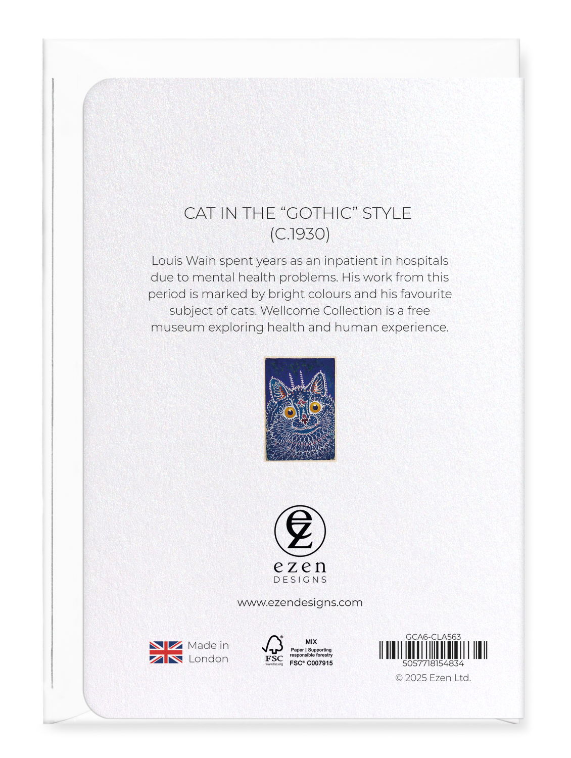 Ezen - Cat in the “gothic” style (c.1930) - Greeting Card - Back