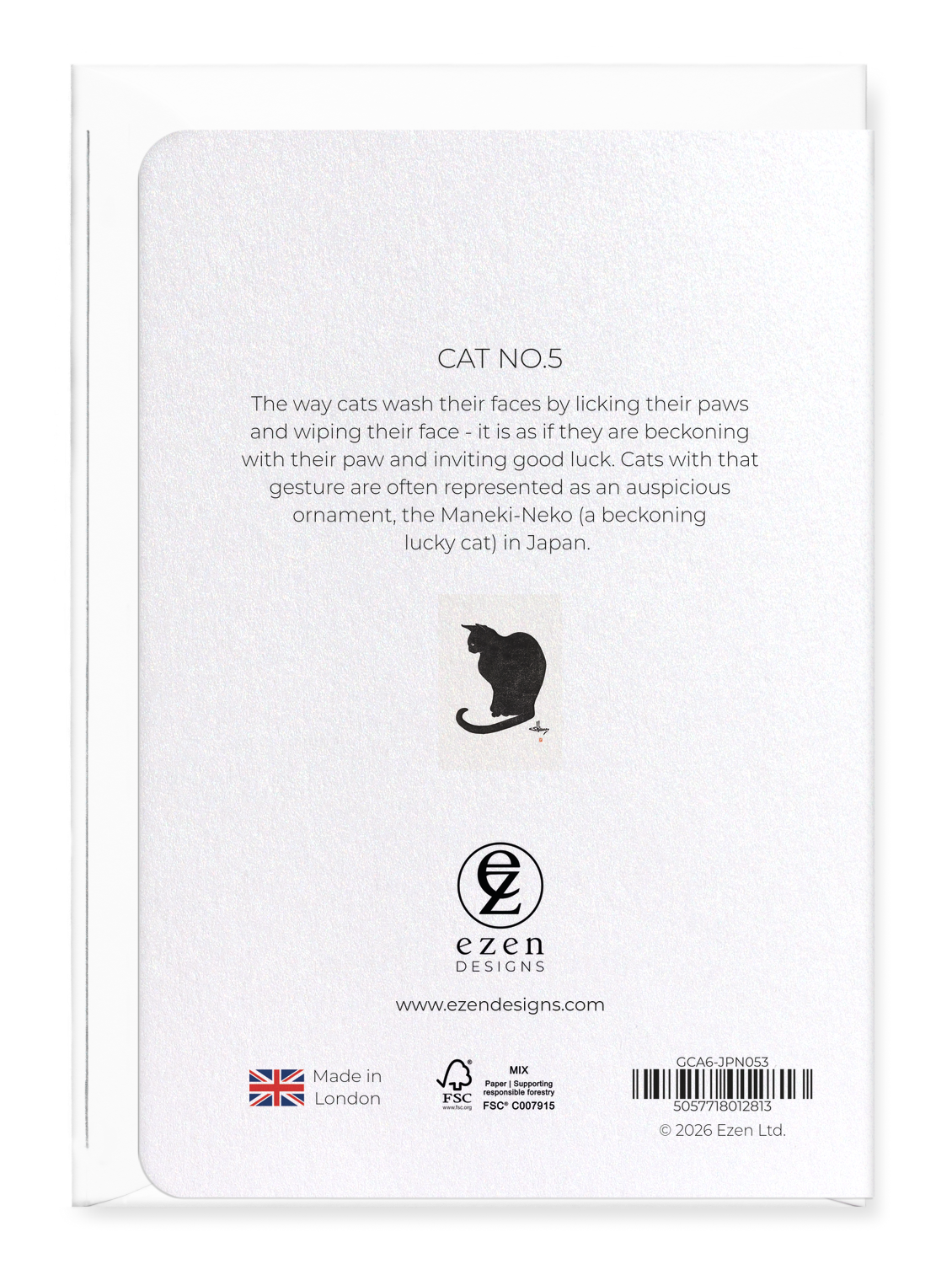 Ezen - Cat no.5 - Greeting Card - Back