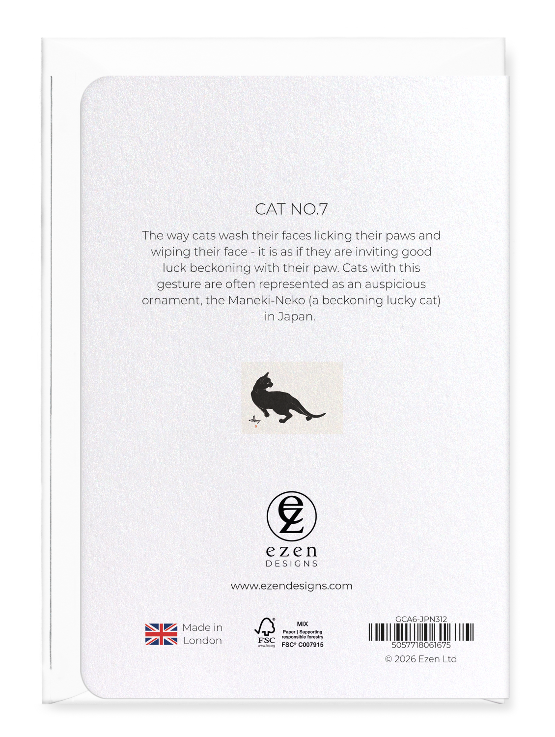 Ezen - Cat no.7 - Greeting Card - Back