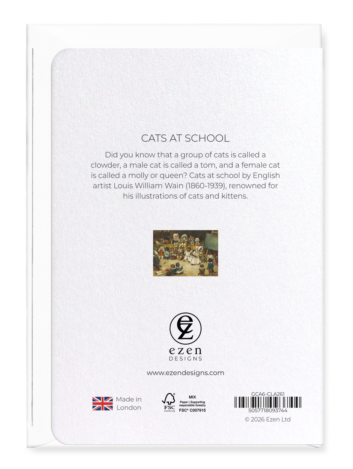 Ezen - Cats at school - Greeting Card - Back