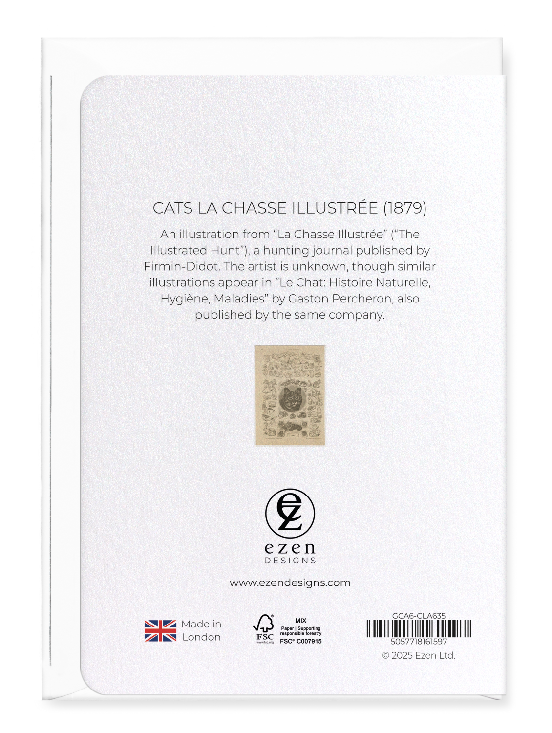 Ezen - Cats La Chasse illustrée (1879) - Greeting Card - Back