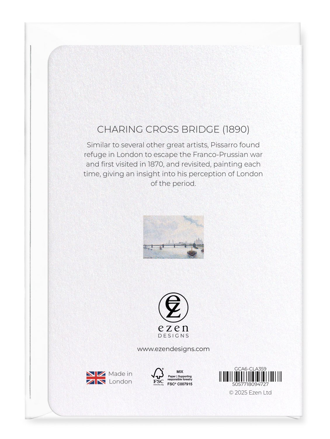 Ezen - Charing Cross Bridge (1890) - Greeting Card - Back