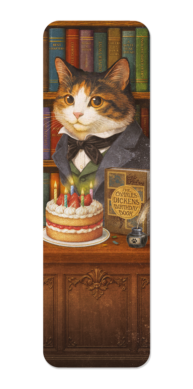 Ezen - Charles Dickens birthday classic cat - Bookmark - Front