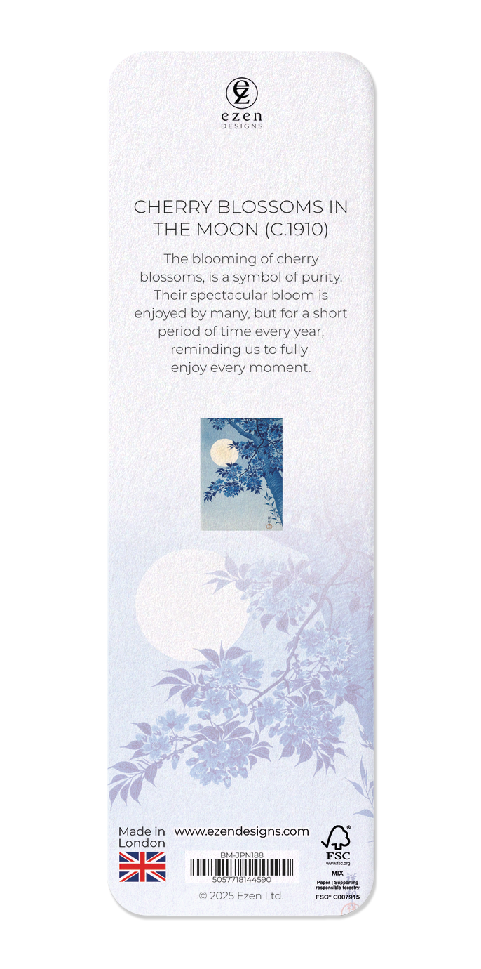 Ezen - Cherry blossoms in the moon (c.1910) - Bookmark - Back