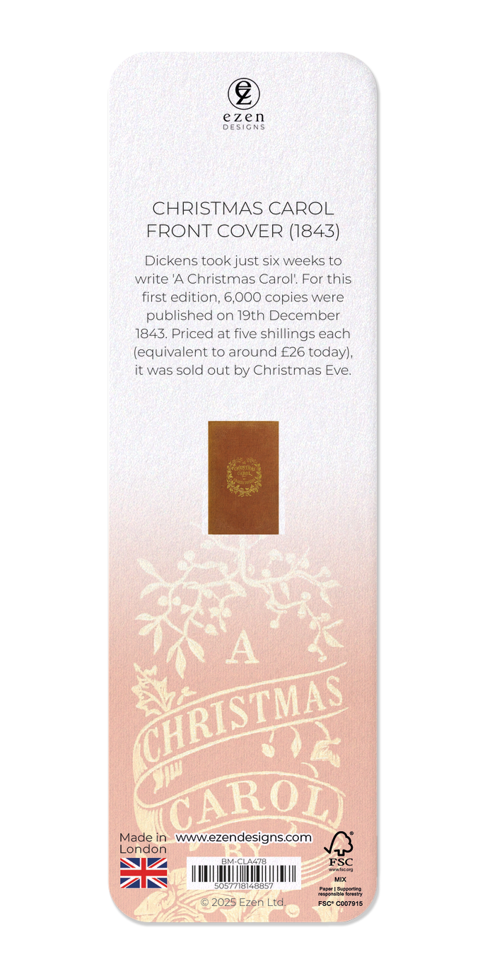 Ezen - Christmas Carol Front Cover (1843) - Bookmark - Back