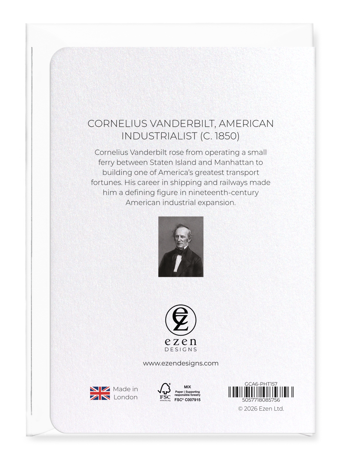 Ezen - Cornelius Vanderbilt, American Industrialist (c. 1850) - Greeting Card - Back