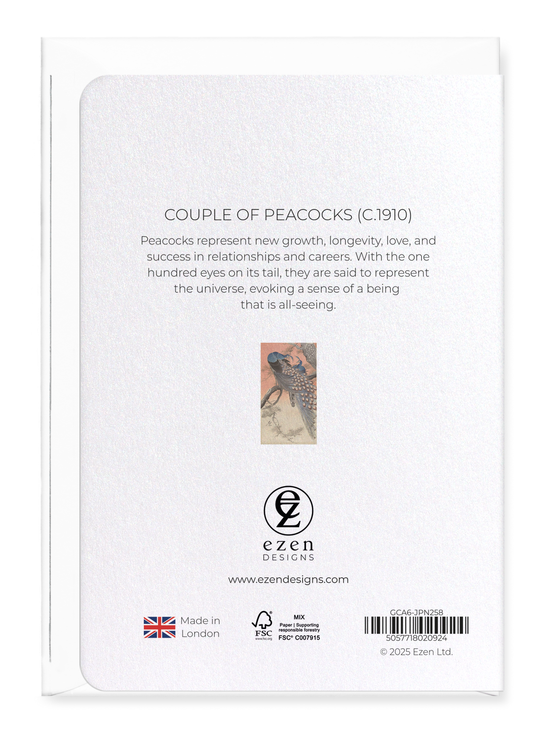 Ezen - Couple of peacocks (C.1910) - Greeting Card - Back