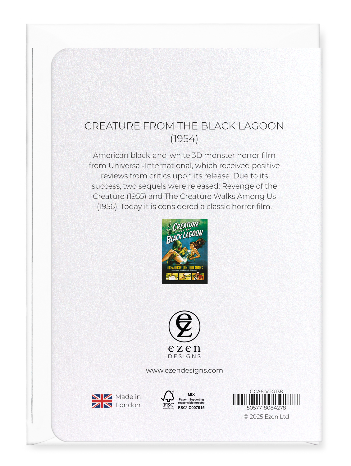 Ezen - Creature from the black lagoon (1954) - Greeting Card - Back