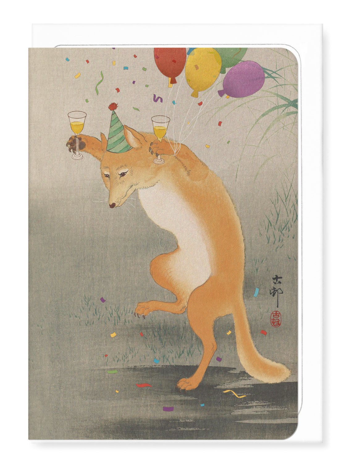 Ezen - Dancing Party fox - Greeting Card - Front
