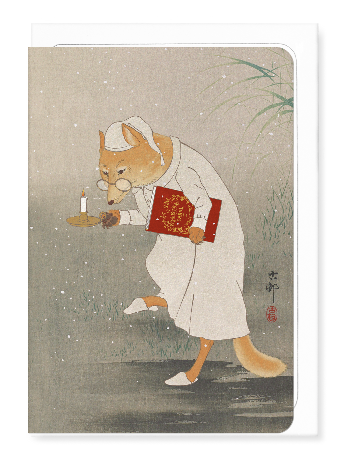 Ezen - Dancing Scrooge Fox - Greeting Card - Front