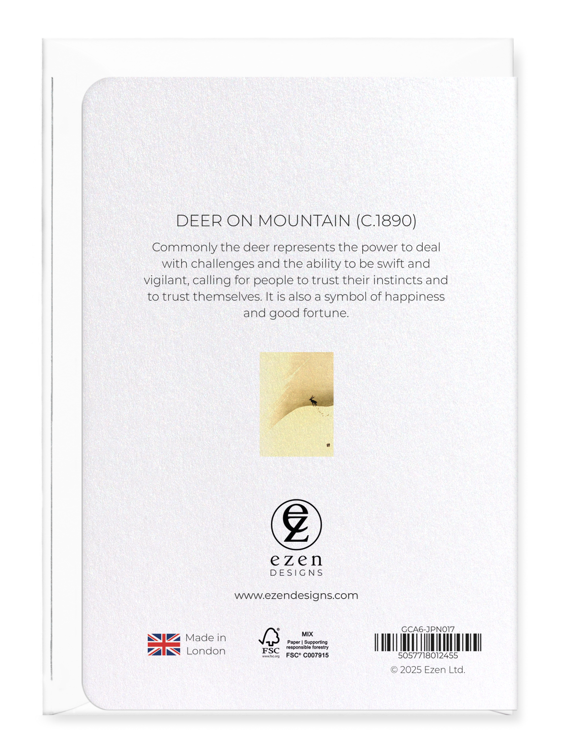 Ezen - Deer on mountain (c.1890) - Greeting Card - Back