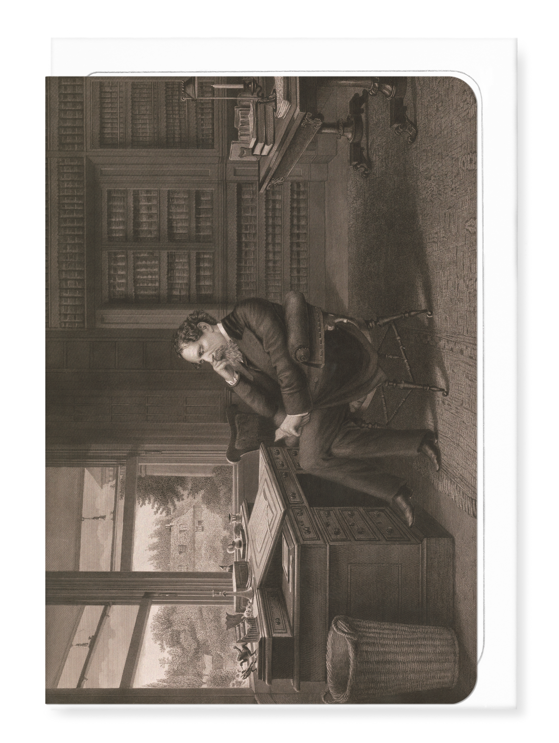 Ezen - Dickens At His Desk (1875) - Greeting Card - Front