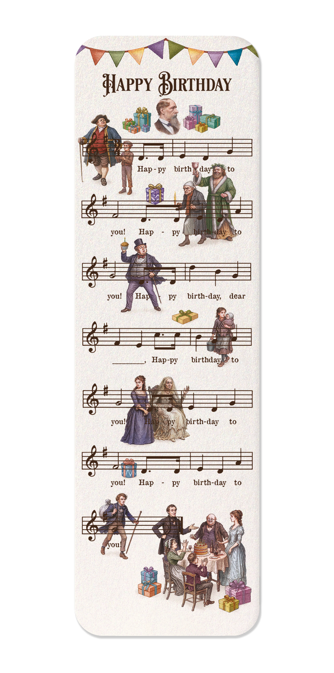 Ezen - Dickens birthday music score - Bookmark - Front