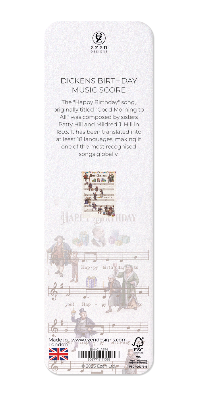 Ezen - Dickens birthday music score - Bookmark - Back