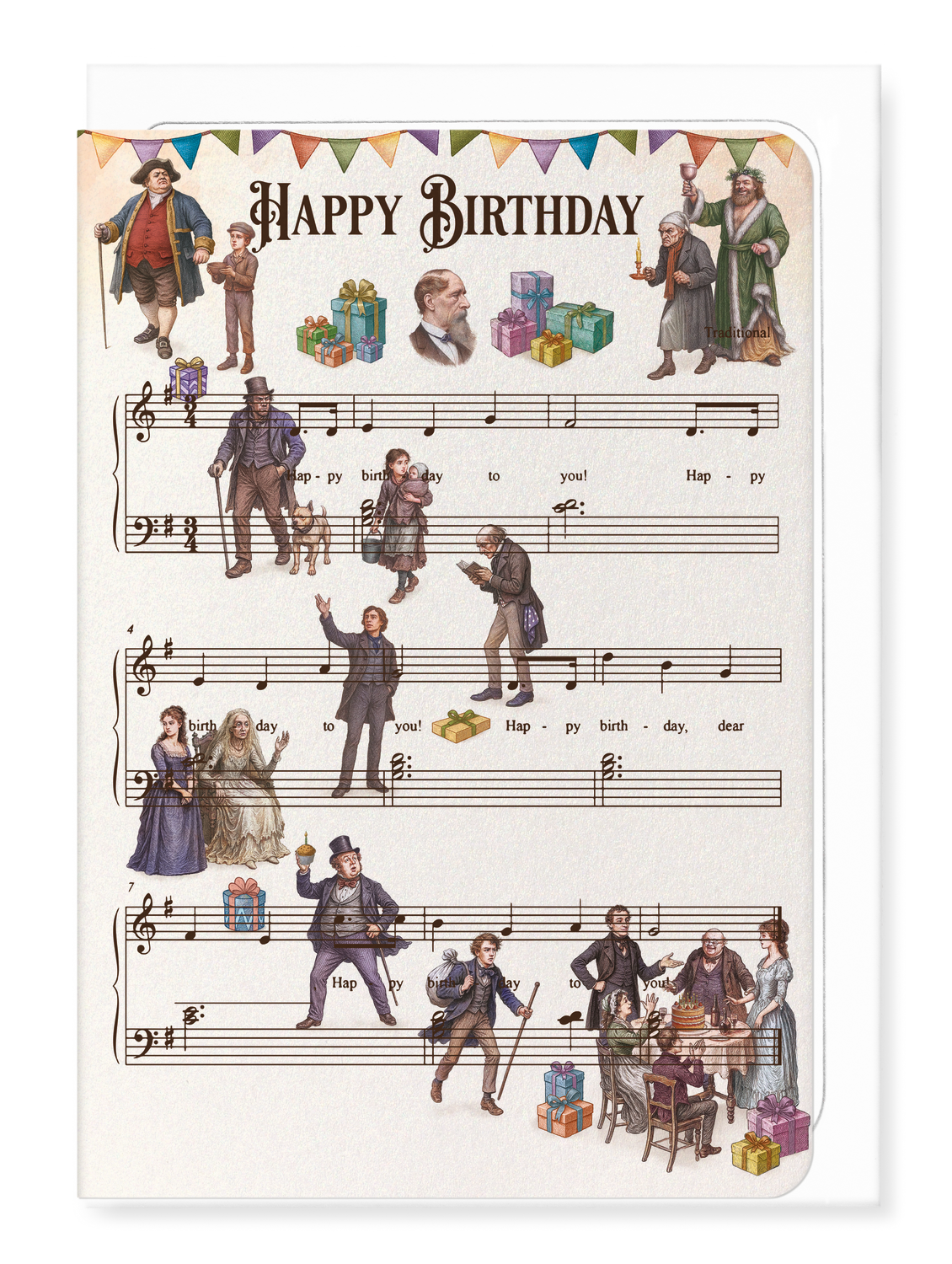 Ezen - Dickens birthday music score - Greeting Card - Front