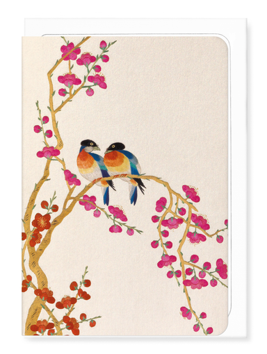 Ezen - Finches and Plum Blossoms (C. 1880) - Greeting Card - Front
