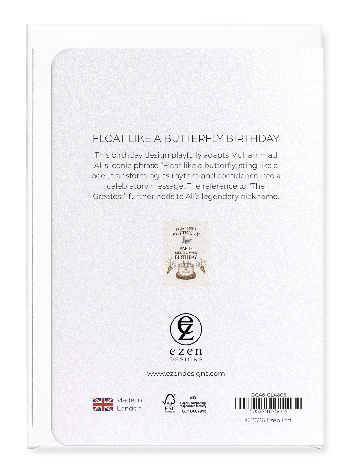 Ezen - Float like a Butterfly Birthday - Greeting Card - Back
