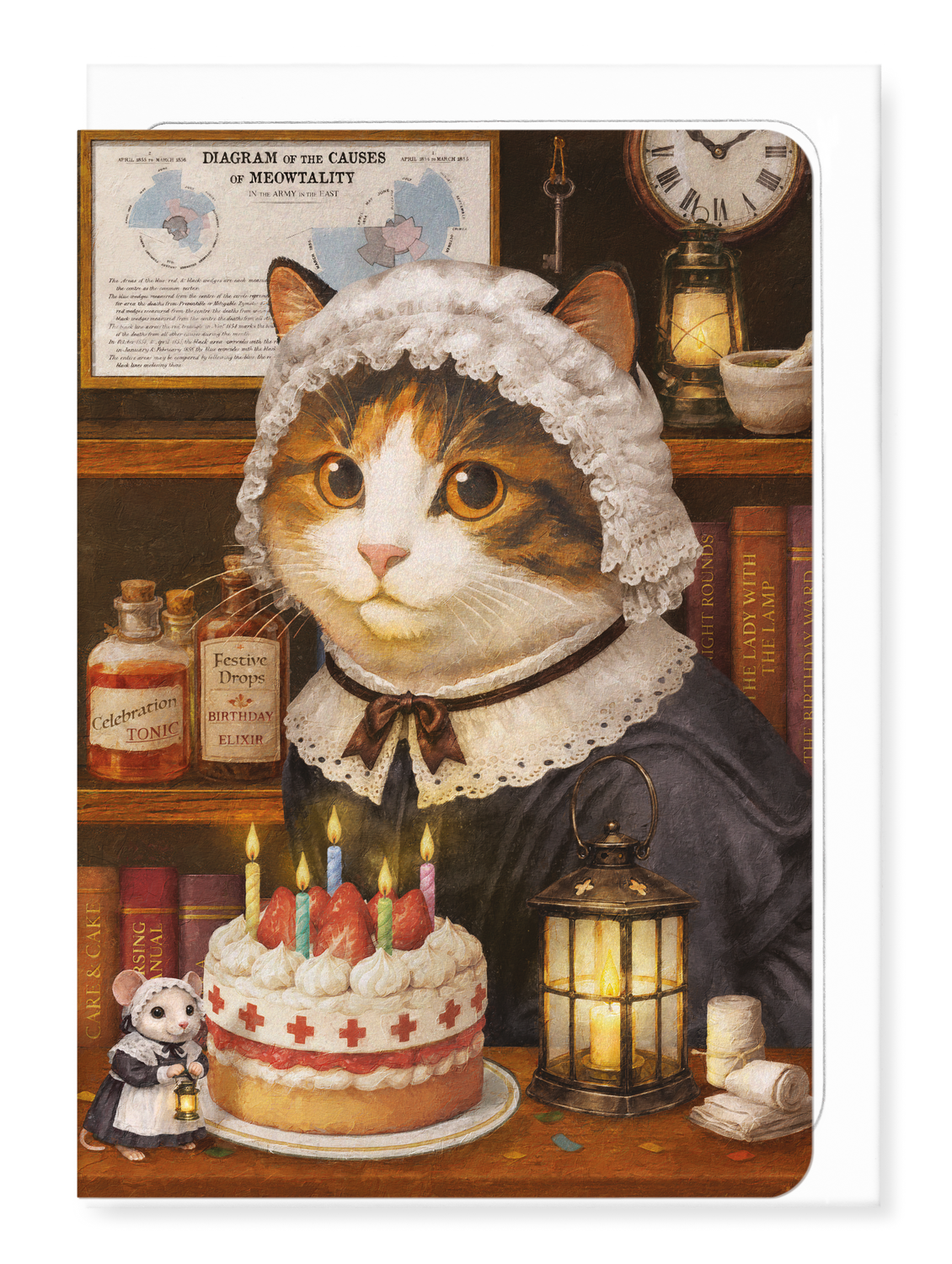 Ezen - Florence Nightingale Birthday Classic Cat - Greeting Card - Front