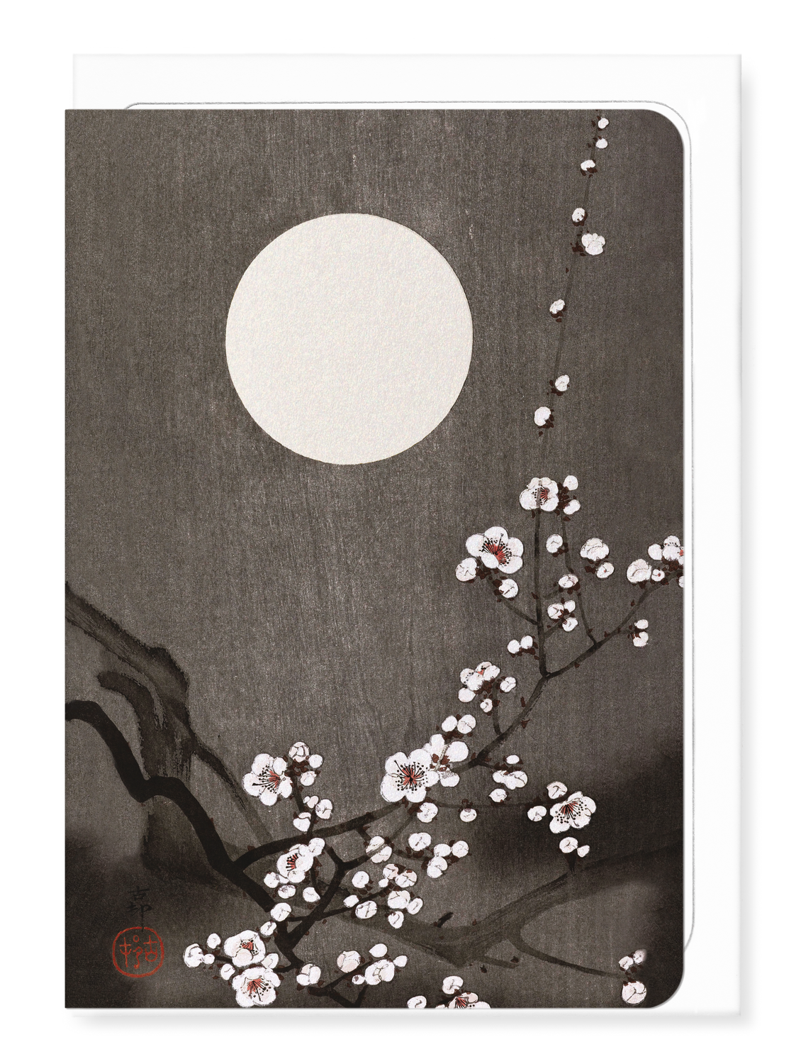 Ezen - Flowering plum blossom at full moon - Greeting Card - Front