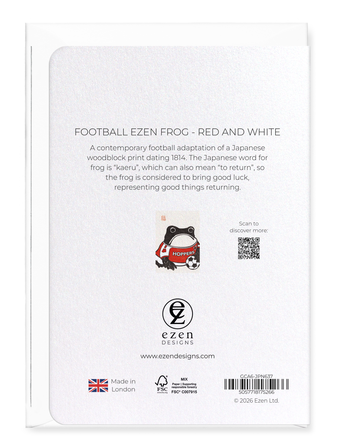 Ezen - Football Ezen Frog - Red and white - Greeting Card - Back