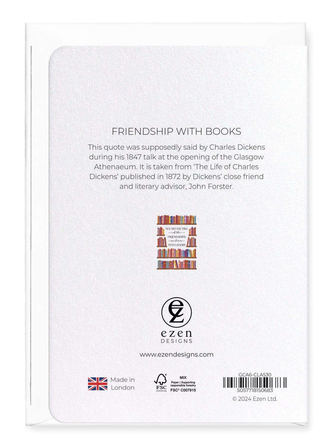 Ezen - Friendship With Books - Greeting Card - Back