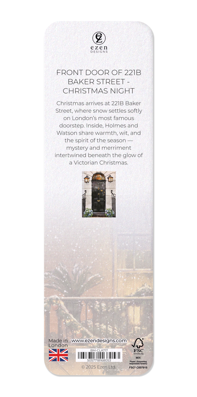Ezen - Front Door of 221B Baker Street - Christmas Night - Bookmark - Back
