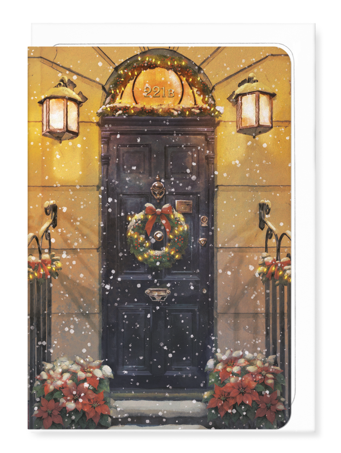 Ezen - Front Door of 221B Baker Street - Christmas Night - Greeting Card - Front