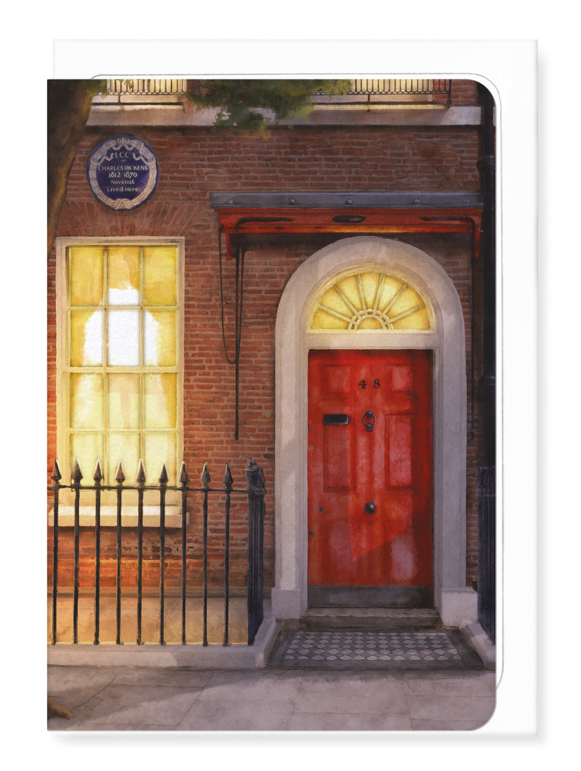 Ezen - Front Door of Charles Dickens Museum - Night - Greeting Card - Front