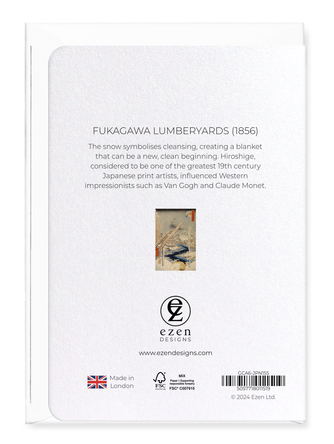 Ezen - Fukagawa Lumberyards (1856) - Greeting Card - Back