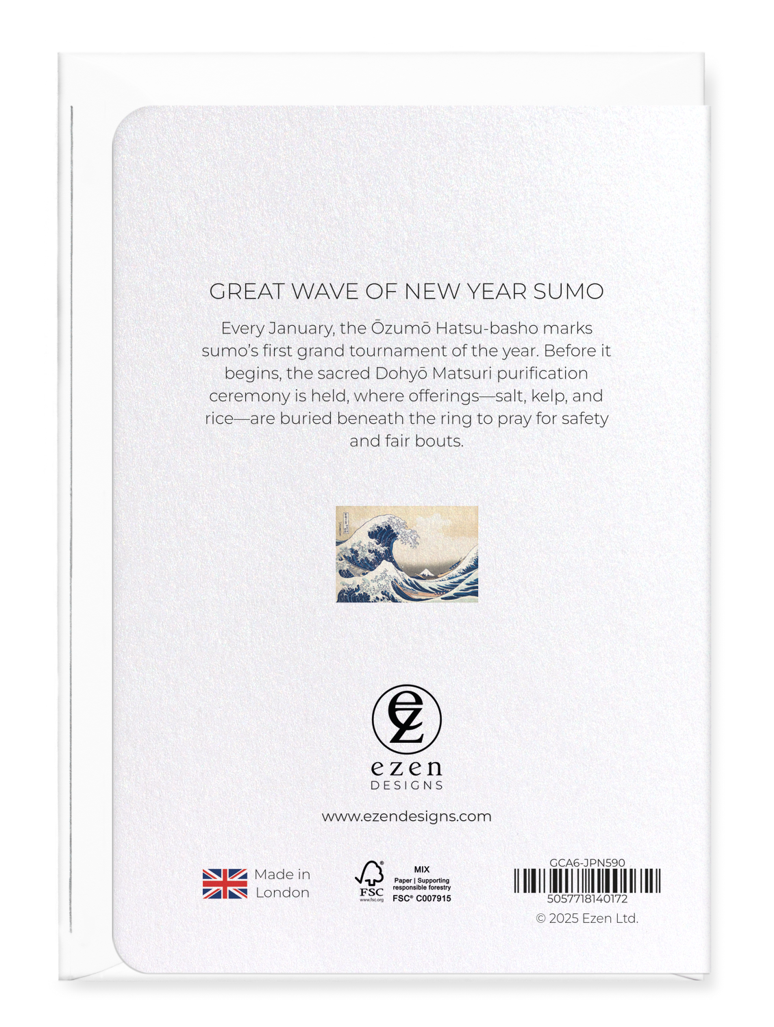 Ezen - Great Wave of New Year Sumo - Greeting Card - Back