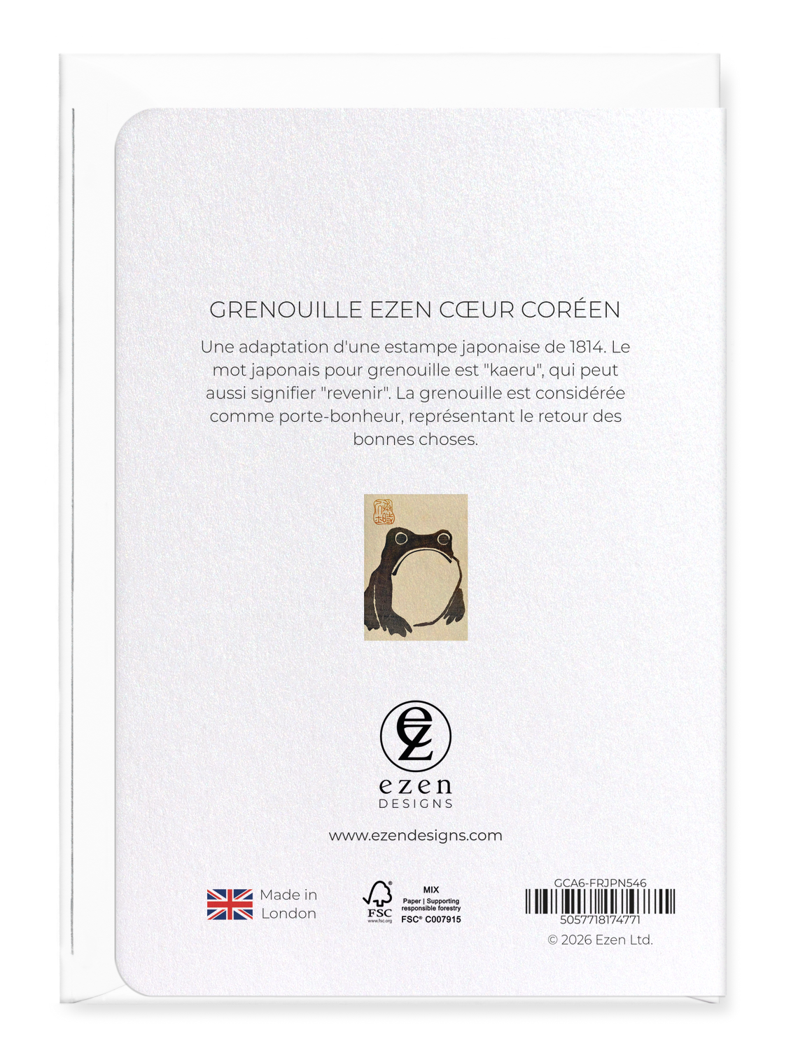 Ezen - Grenouille Ezen cœur coréen - Greeting Card - Back