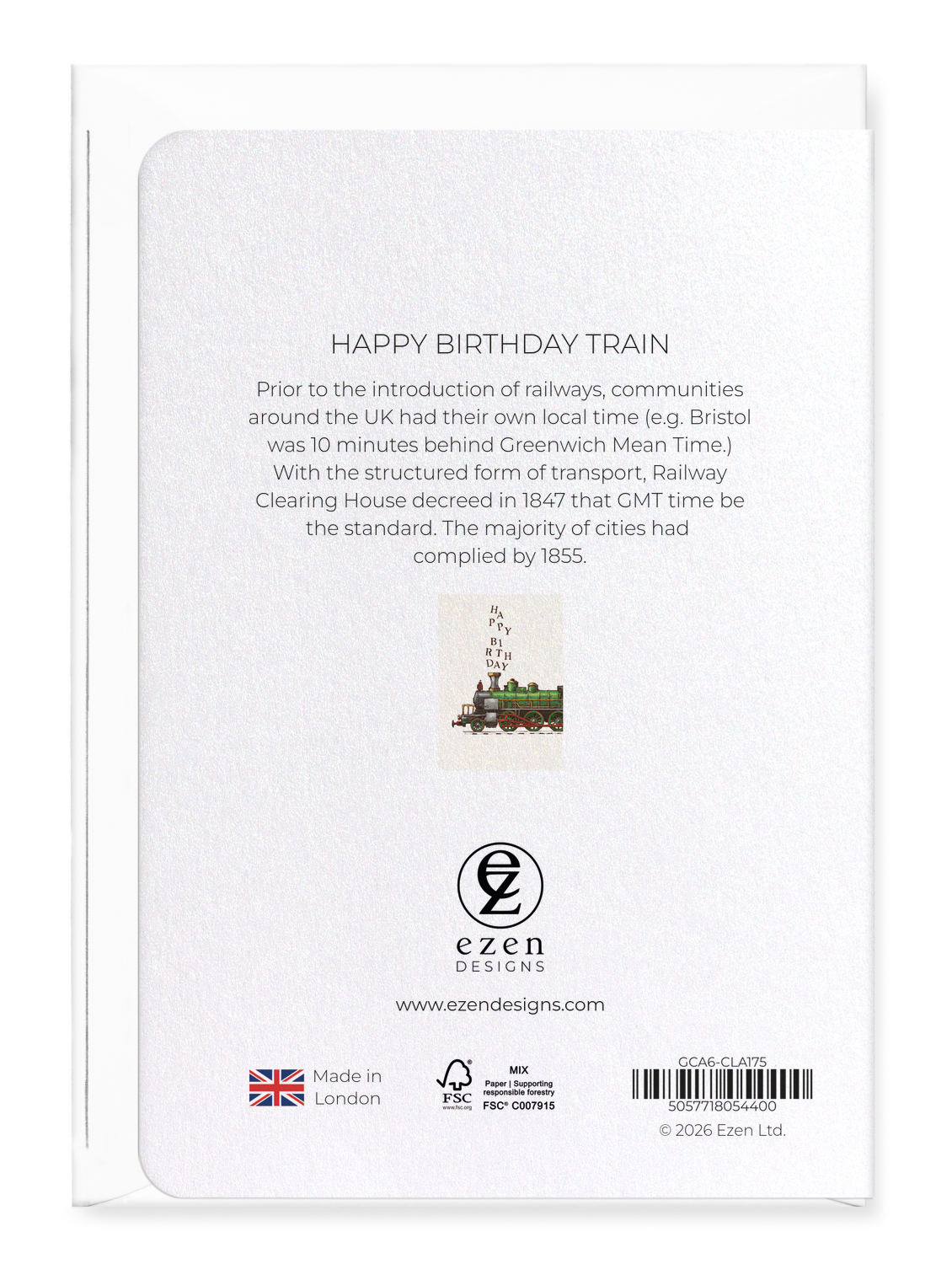 Ezen - Happy birthday train - Greeting Card - Back