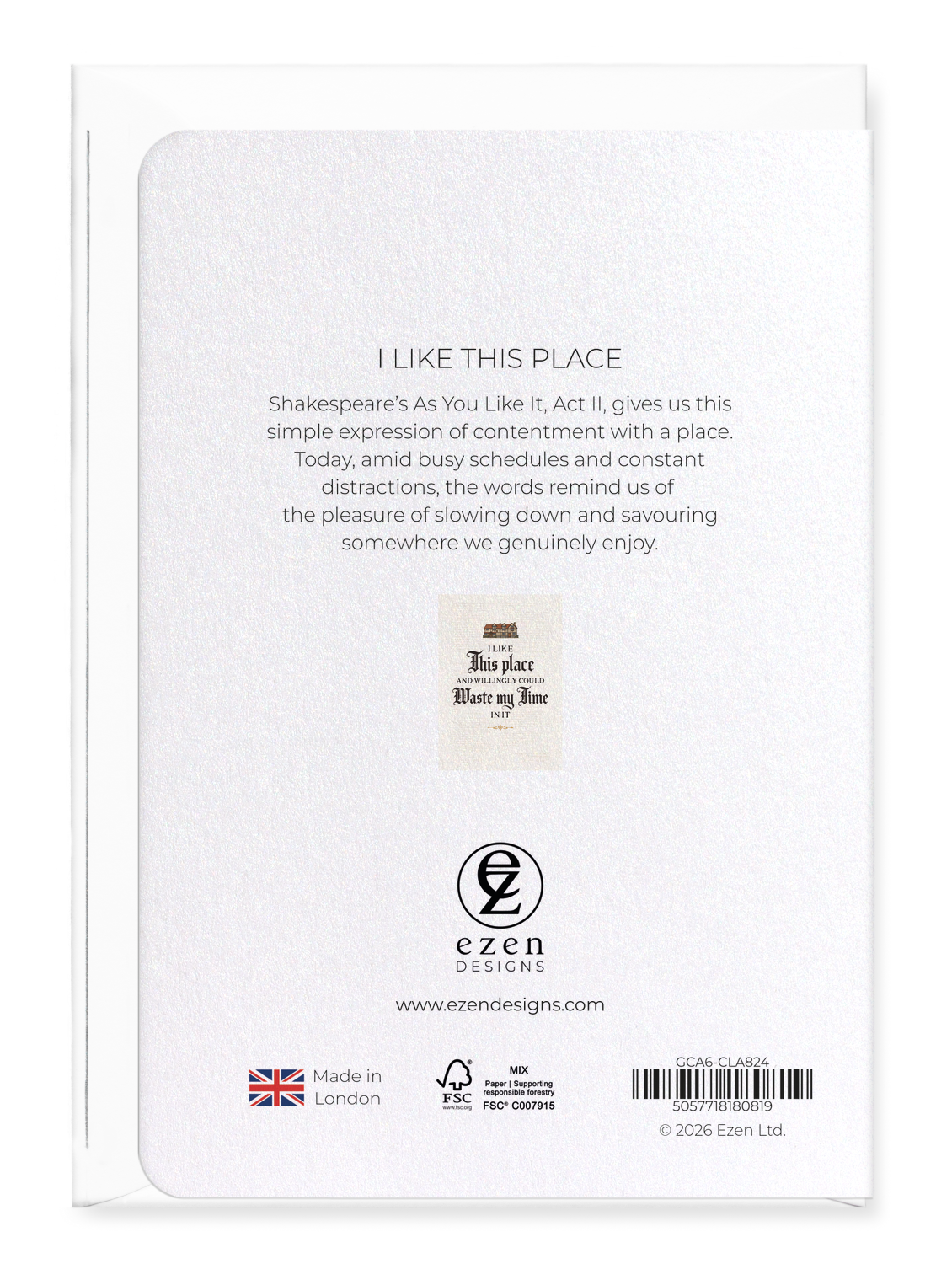 Ezen - I like this place - Greeting Card - Back