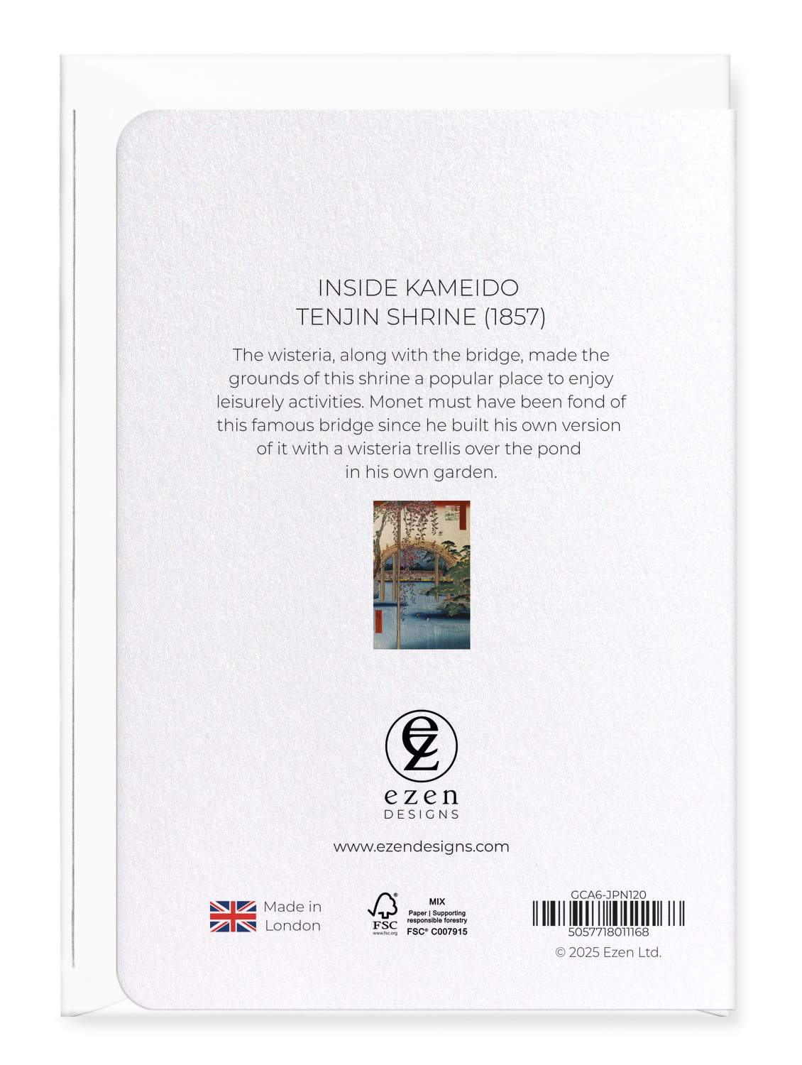 Ezen - Inside Kameido Tenjin Shrine (1857) - Greeting Card - Back